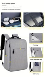 Laptop Backpack School Bag -Grey - Image 7