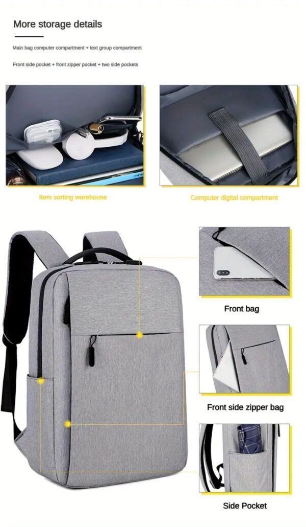 Laptop Backpack School Bag -Grey